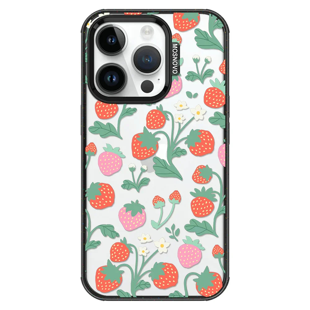 Cute Strawberry Phone Case - iPhone 14 Pro Case Clear Black ShockStone