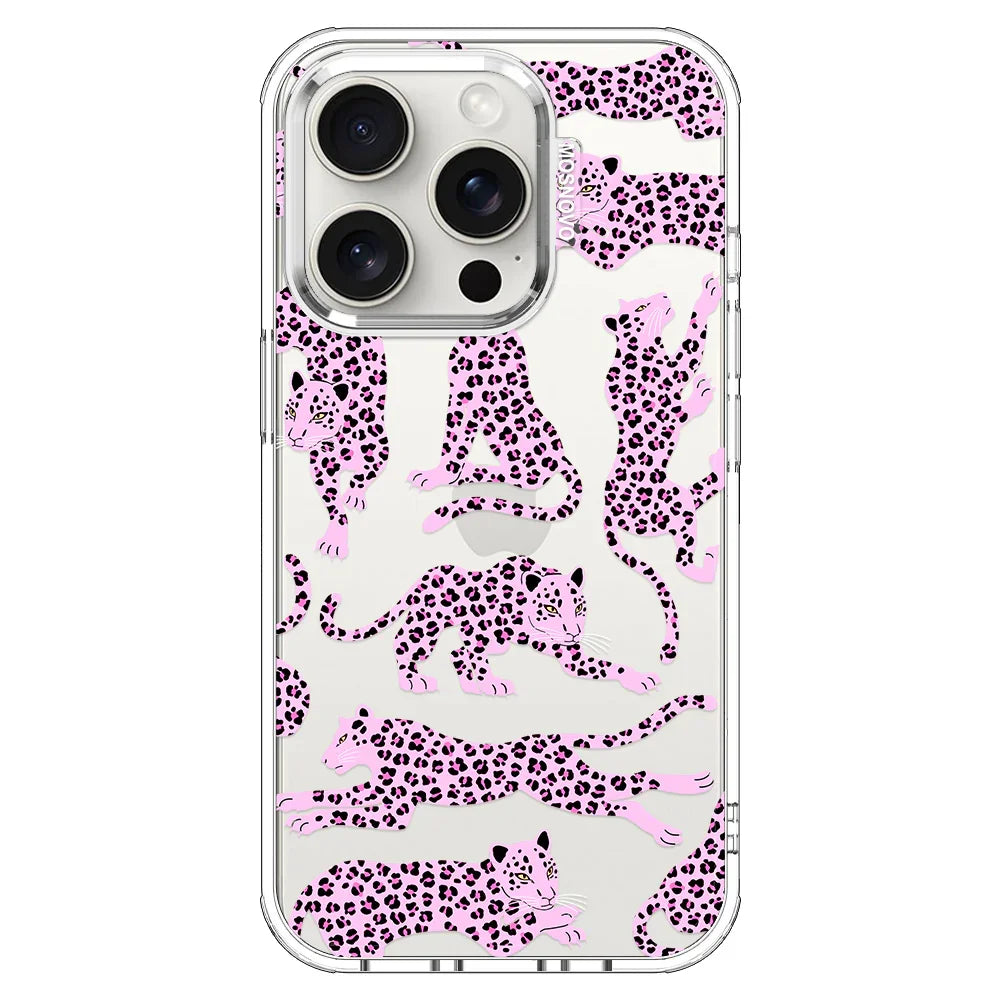 Pink Leopard Phone Case - iPhone 15 Pro Case Clear