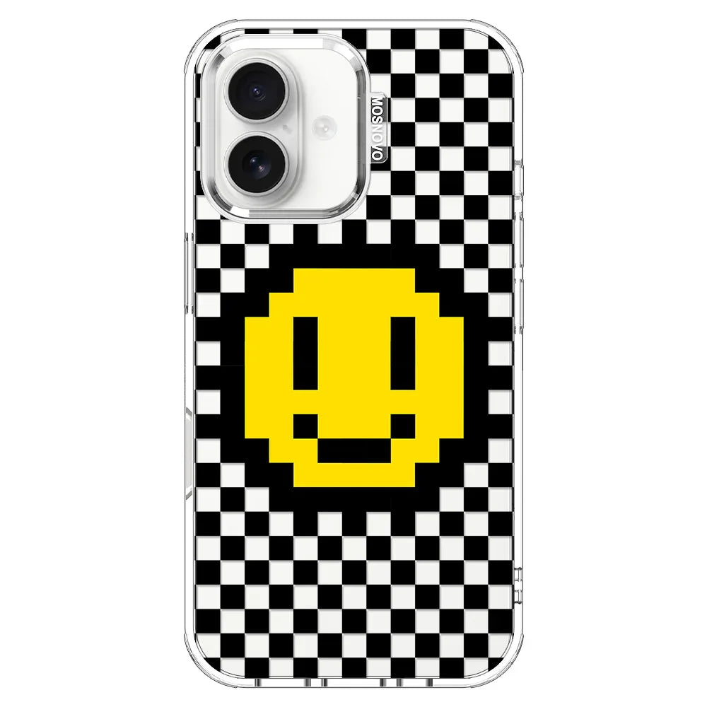 Smile Checkered Phone Case - iPhone 16 Case Clear