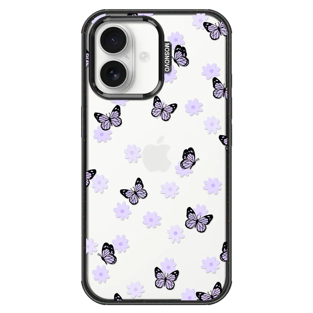 Lilac Butterfly Phone Case - iPhone 16 Case Clear Black ShockStone