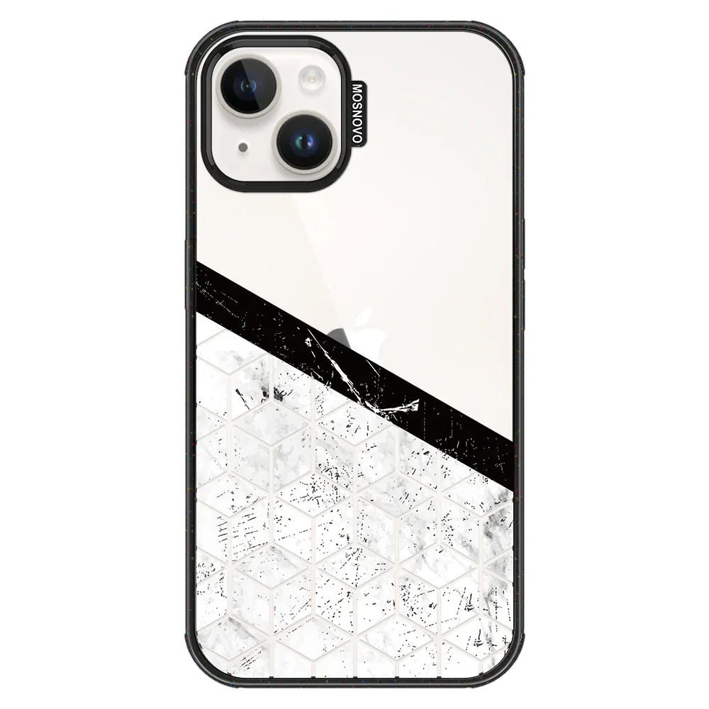 Marble Block Art Phone Case - iPhone 14 Plus Case Clear Black ShockStone