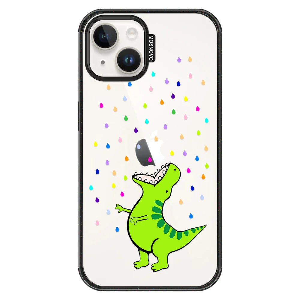 Rainbow Dinosaur Phone Case - iPhone 13 Case Clear Black ShockStone
