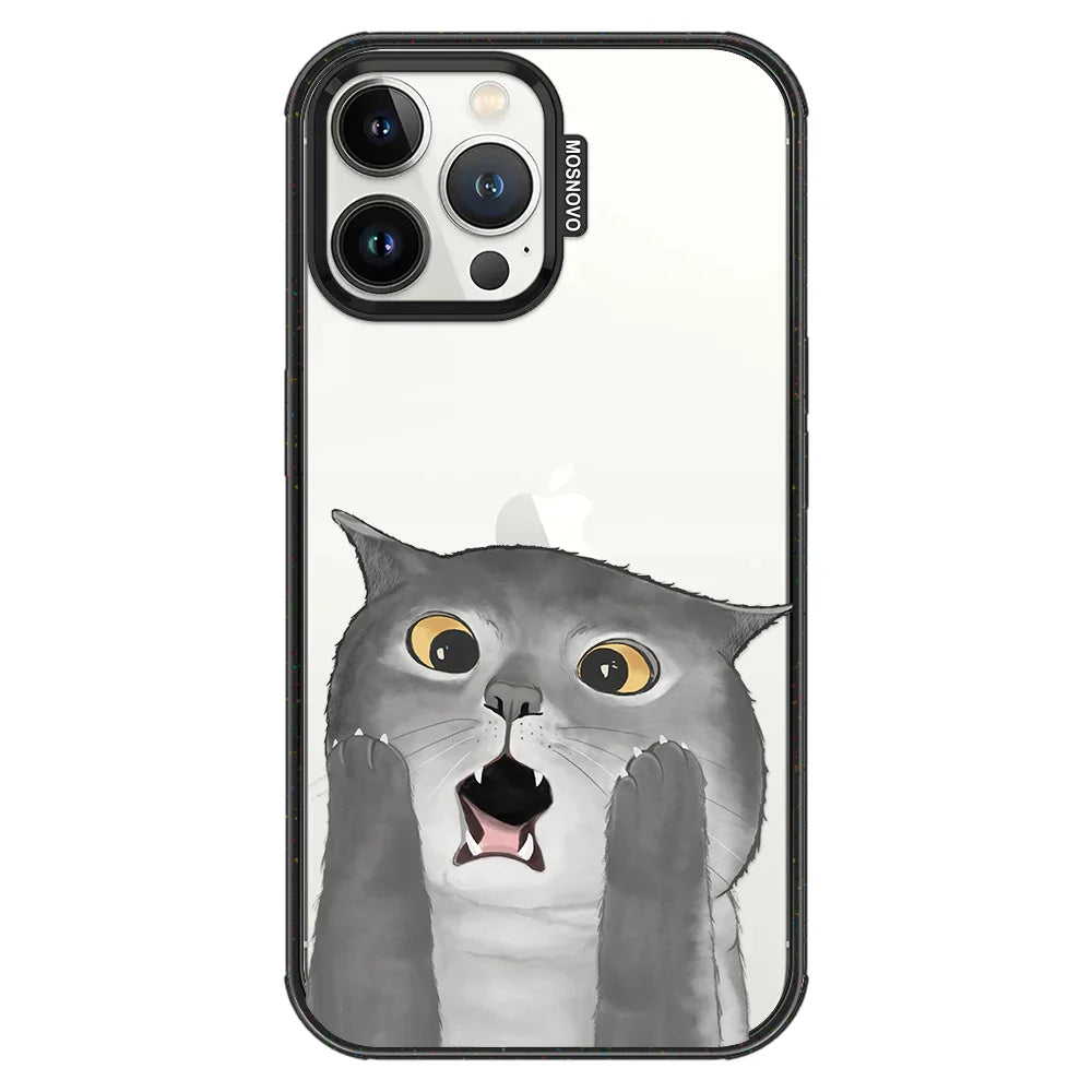 OMG Cat Phone Case - iPhone 13 Pro Max Case Clear Black ShockStone