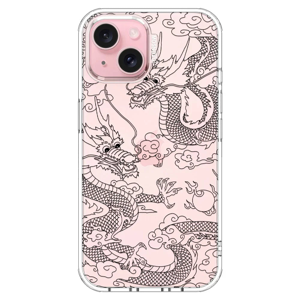 Black Dragon Phone Case - iPhone 15 Case Clear