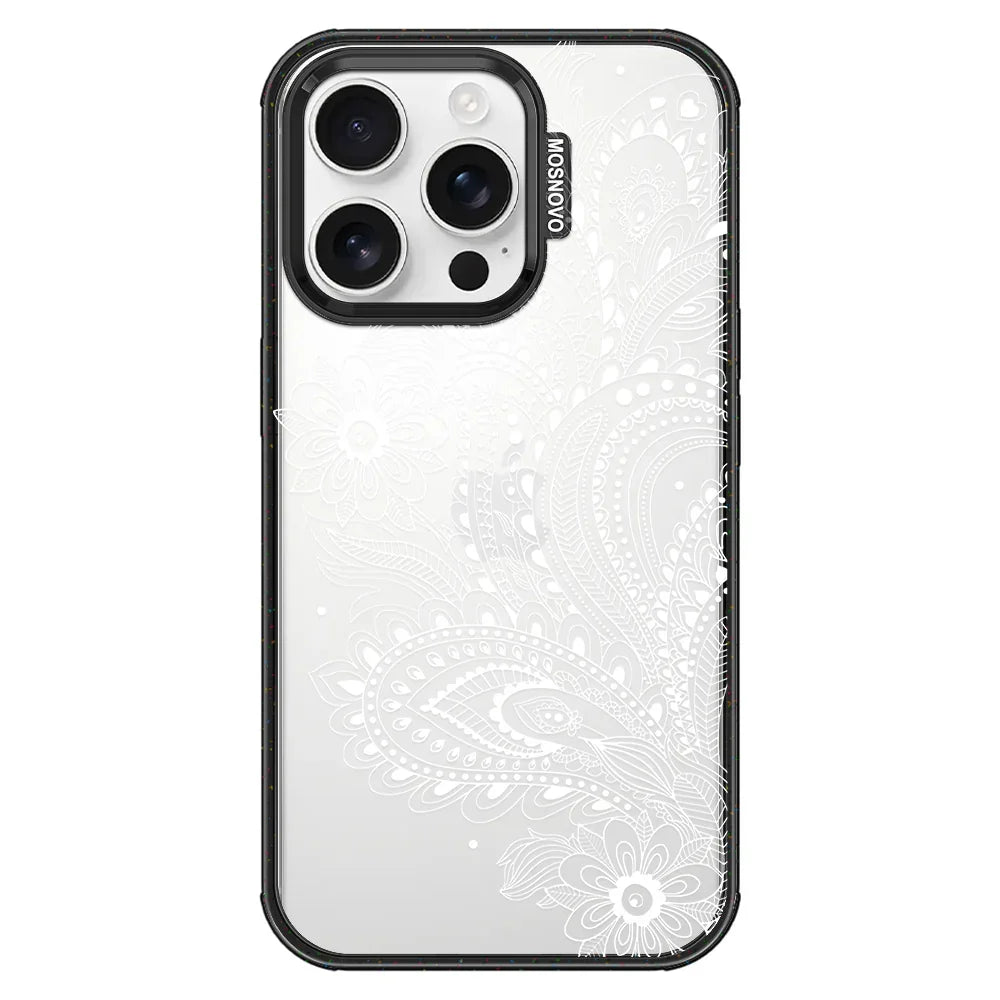 Aesthetic Flower Henna Phone Case - iPhone 16 Pro Case Clear Black ShockStone