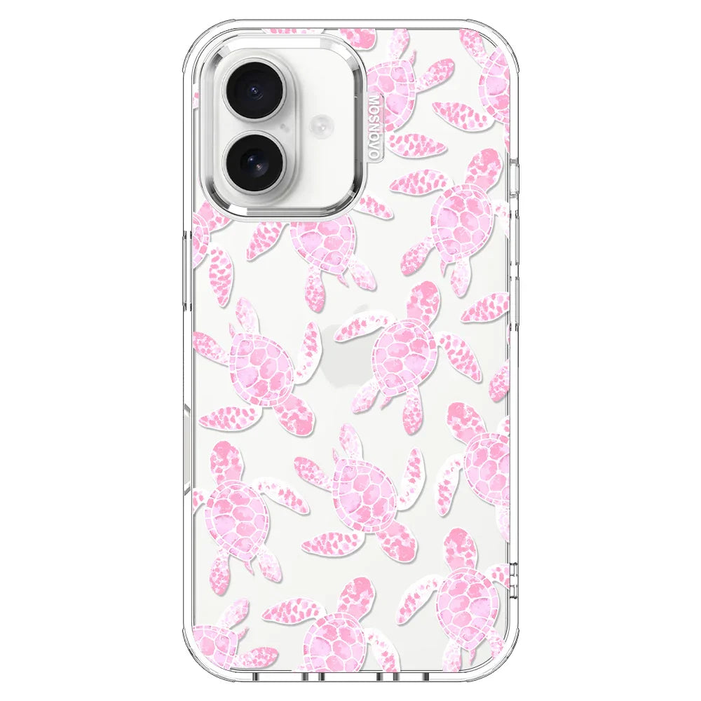 Pink Turtle Phone Case - iPhone 16 Plus Case Clear