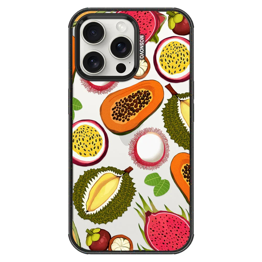 Tropical Fruits Phone Case - iPhone 15 Pro Max Case Clear Black ShockStone