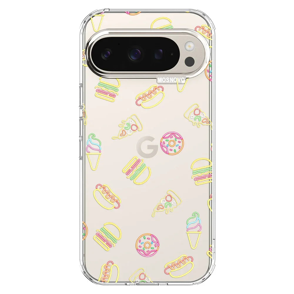 Neon Junk Food Phone Case - Google Pixel 9 Pro Case Clear
