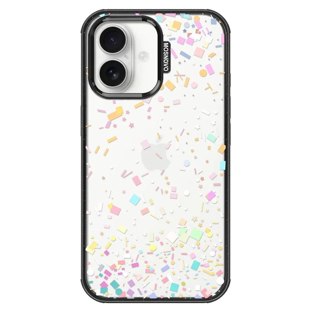 Confetti Phone Case - iPhone 16 Plus Case Clear Black ShockStone