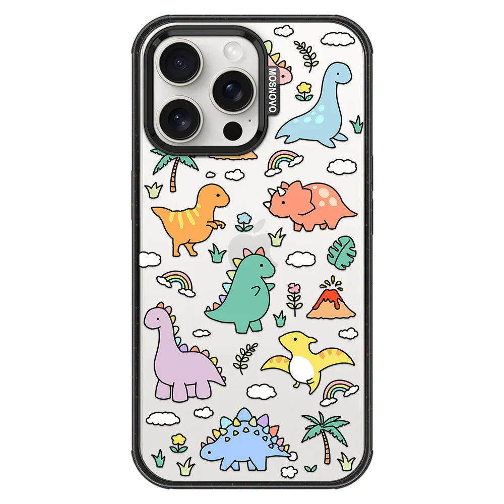 Dinosaur Land Phone Case - iPhone 15 Pro Max Case Clear Black ShockStone