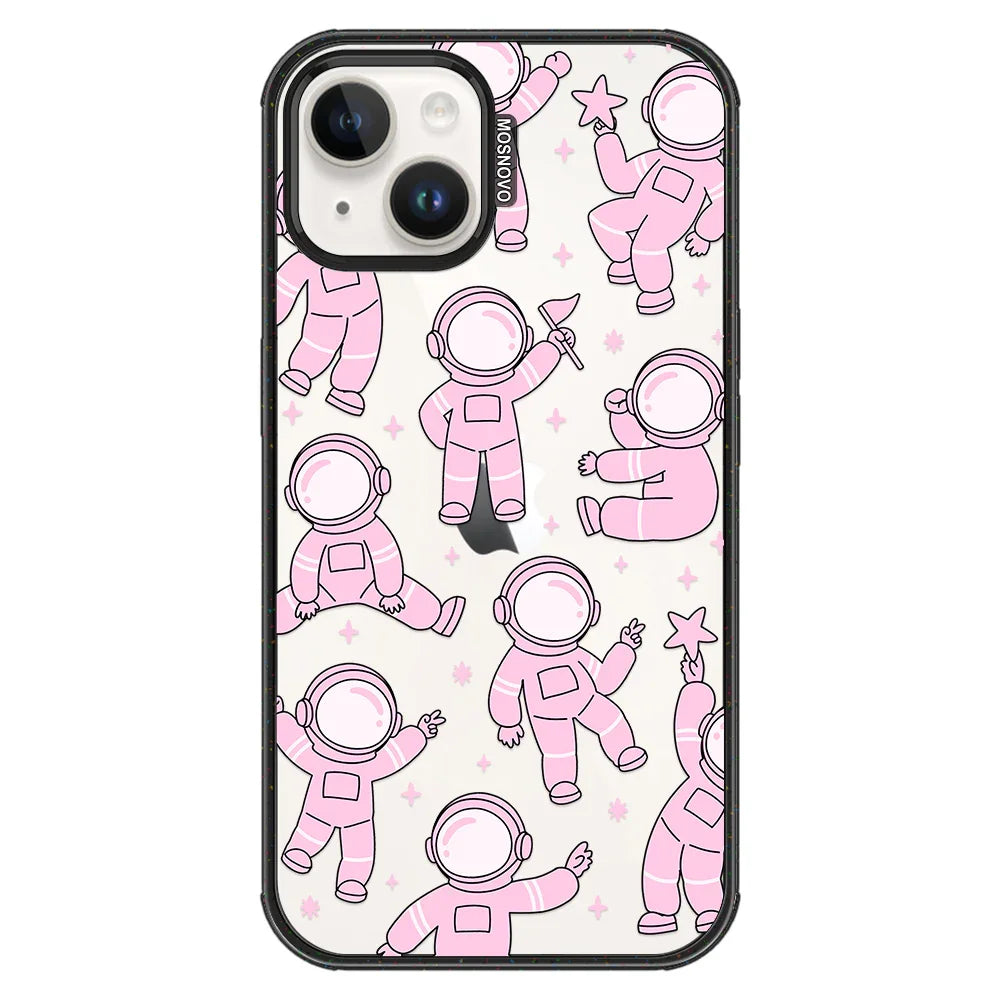 Pink Astronaut Phone Case - iPhone 13 Case Clear Black ShockStone