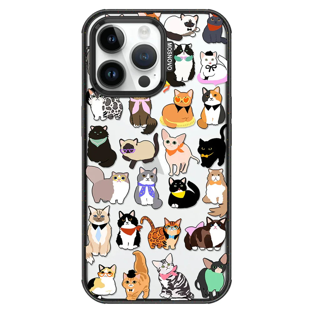 Cute Cat Phone Case - iPhone 14 Pro Max Case Clear Black ShockStone