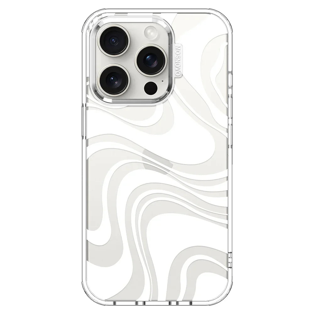White Swirl Phone Case - iPhone 15 Pro Case Clear