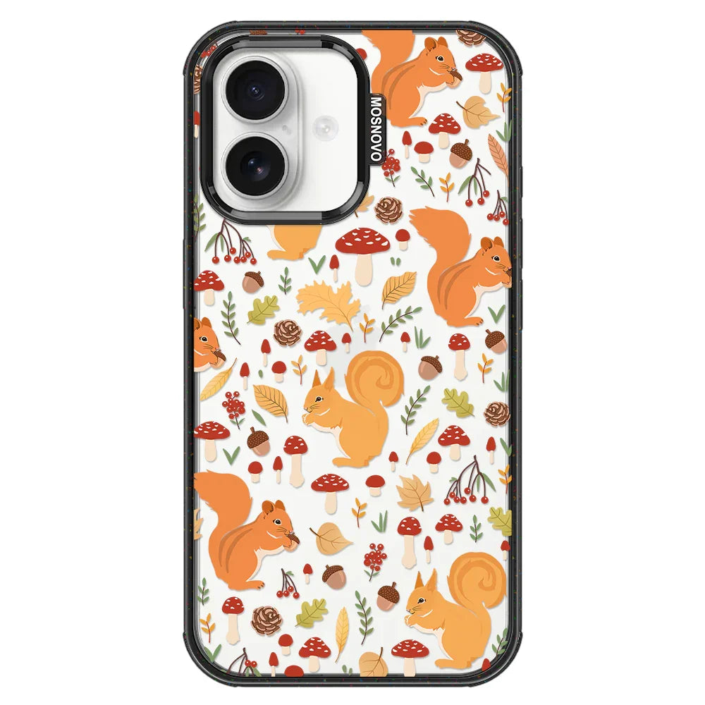 Autumn Squirrel Phone Case - iPhone 16 Plus Case Clear Black ShockStone