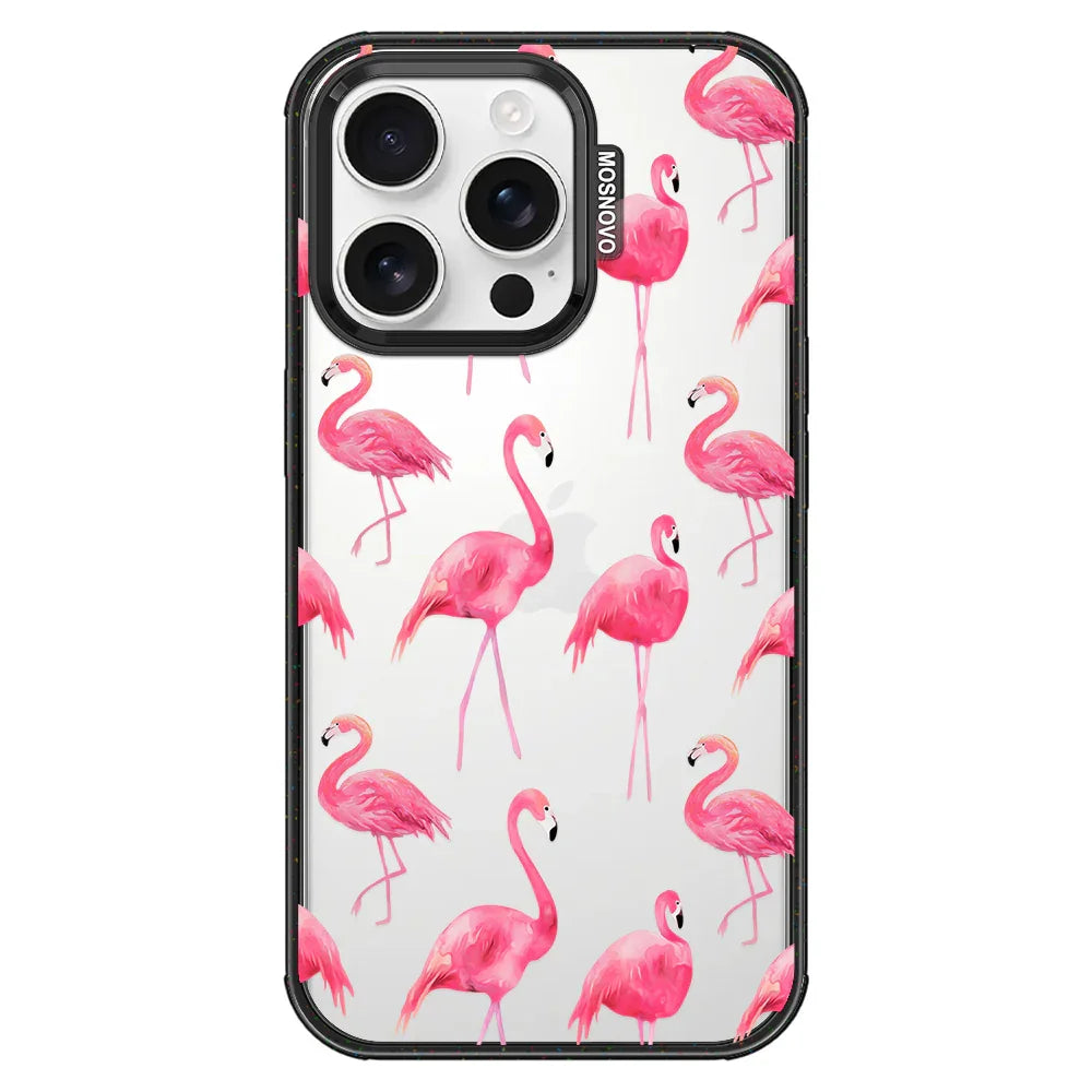 Flamingo Phone Case - iPhone 16 Pro Case Clear Black ShockStone