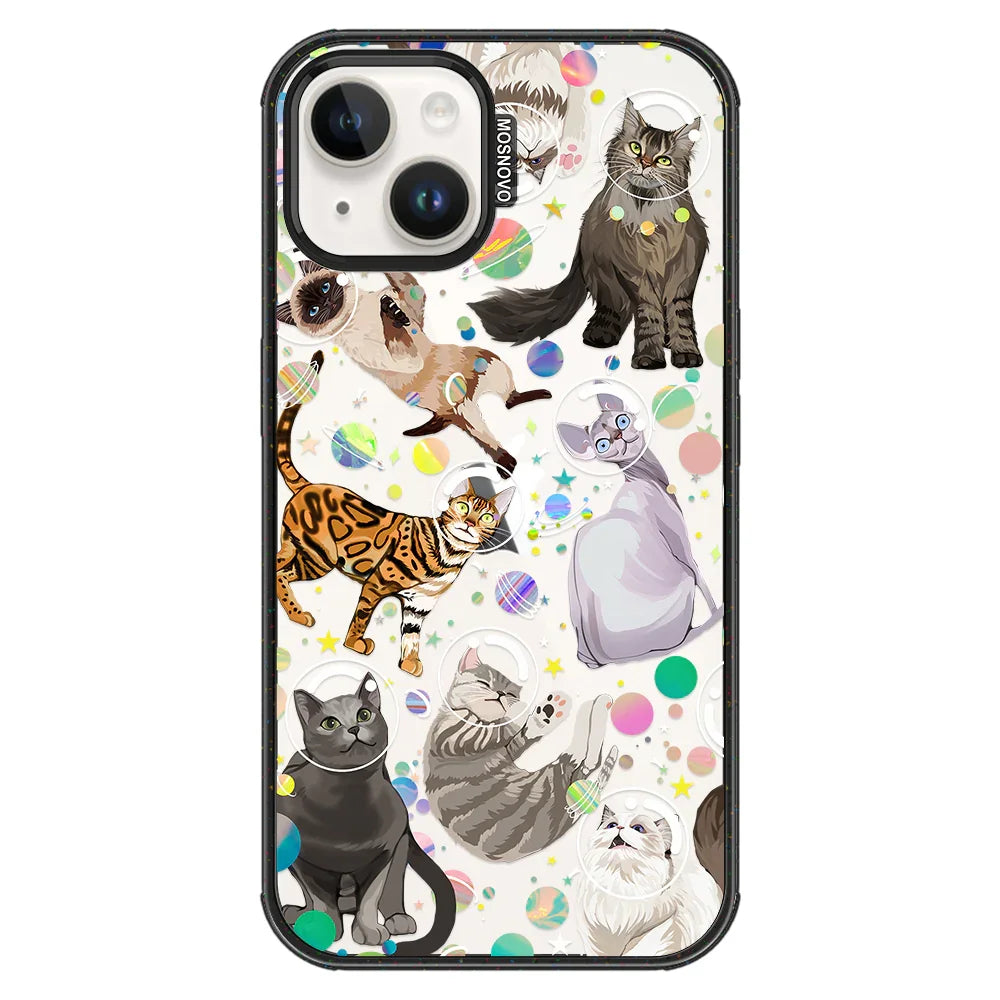 Space Cat Phone Case - iPhone 14 Case Clear Black ShockStone