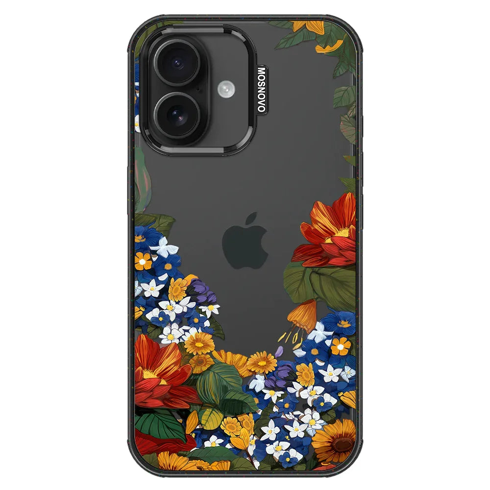 Floral Garden Phone Case - iPhone 16 Plus Case Clear Black ShockStone