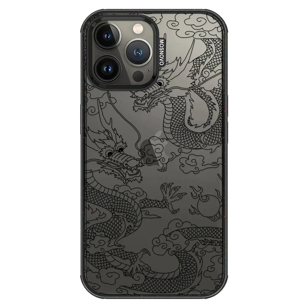 Black Dragon Phone Case - iPhone 13 Pro Max Case Clear Black ShockStone