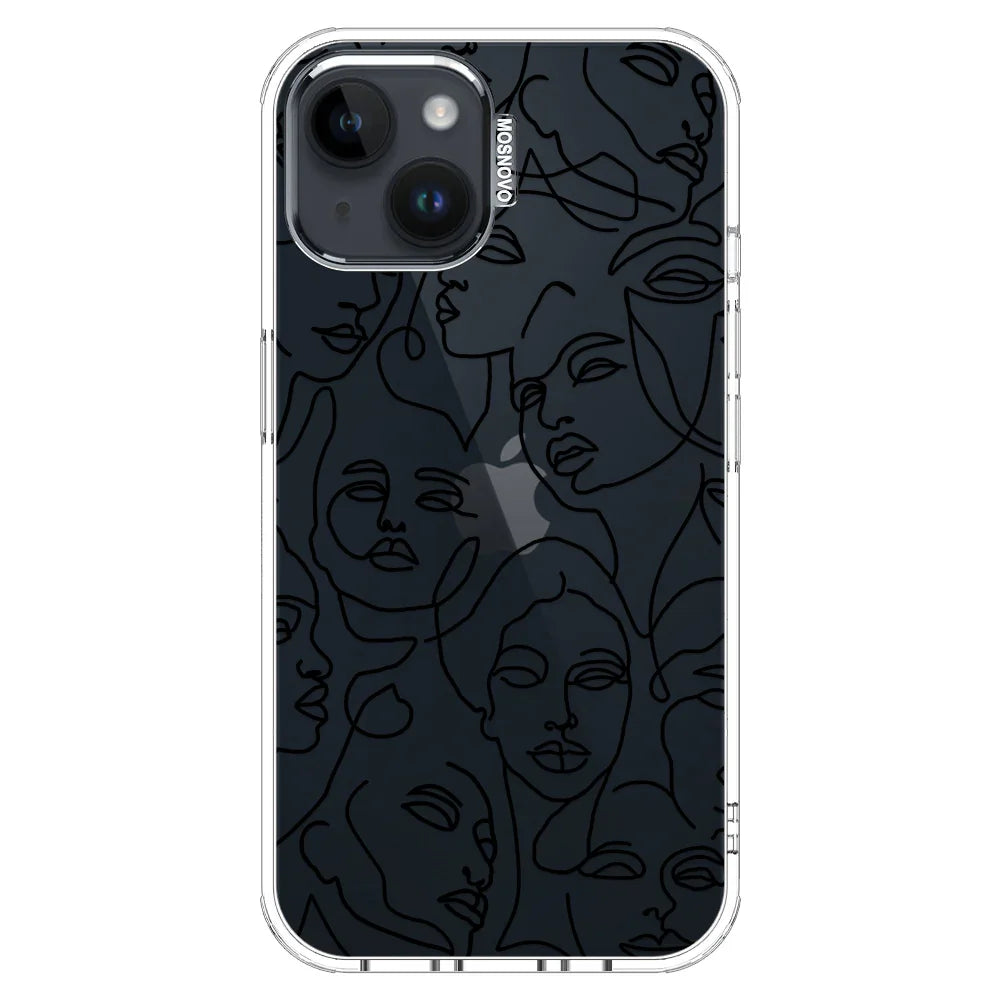 Abstract Face Line Art Phone Case - iPhone 14 Plus Case Clear
