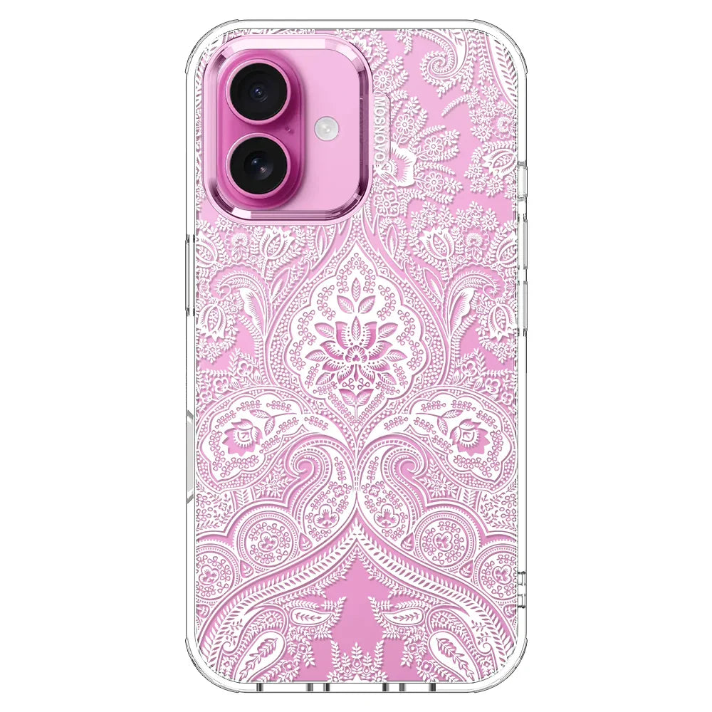 White Damask Phone Case - iPhone 16 Plus Case Clear