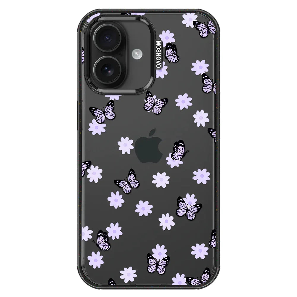 Lilac Butterfly Phone Case - iPhone 16 Case Clear Black ShockStone