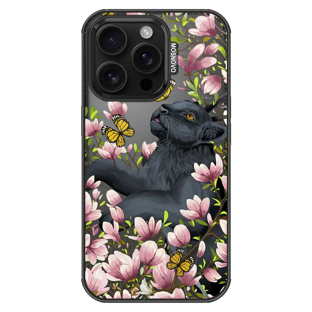Black Leopard Garden Phone Case - iPhone 16 Pro Case Clear Black ShockStone