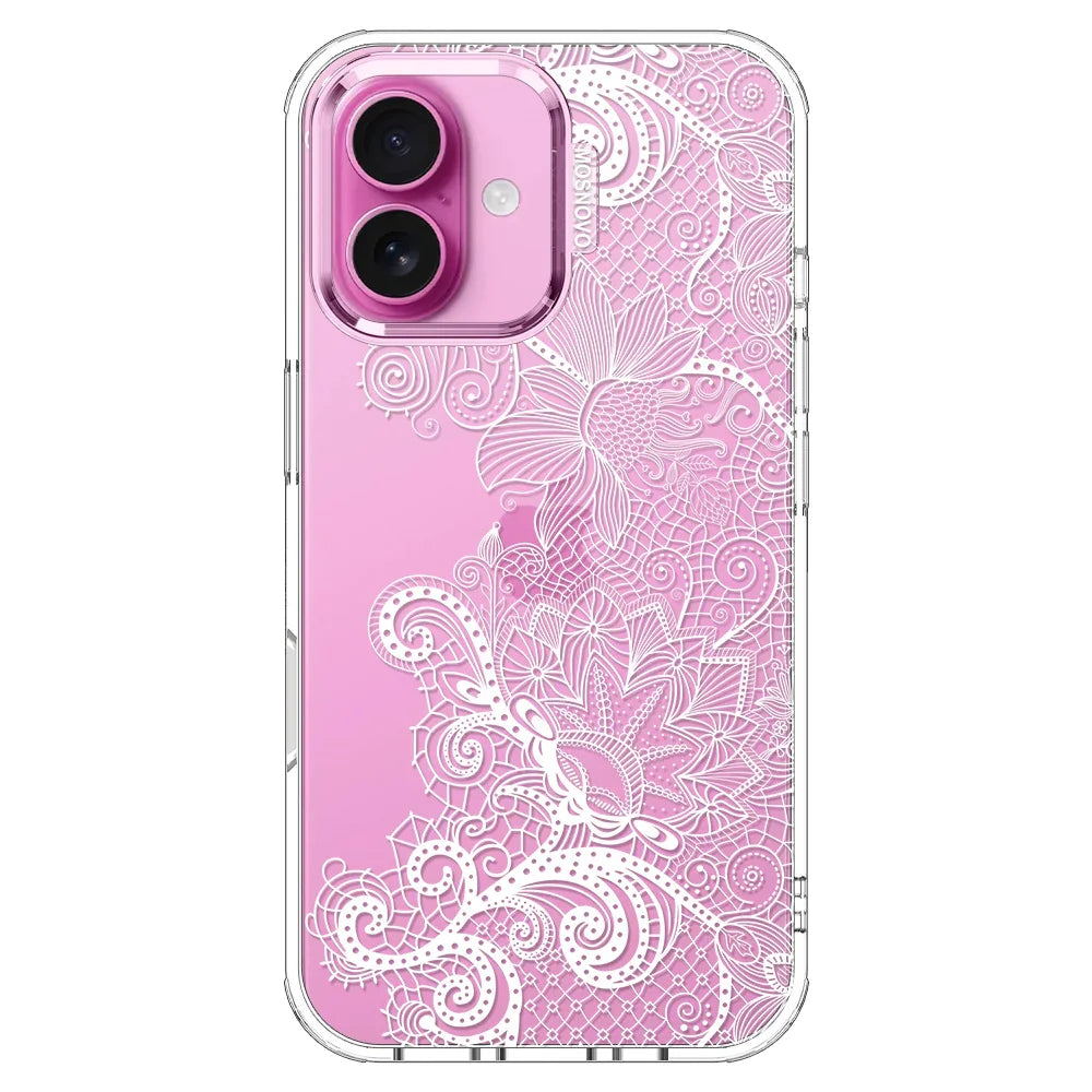 Lacy White Flower Phone Case - iPhone 16 Case Clear