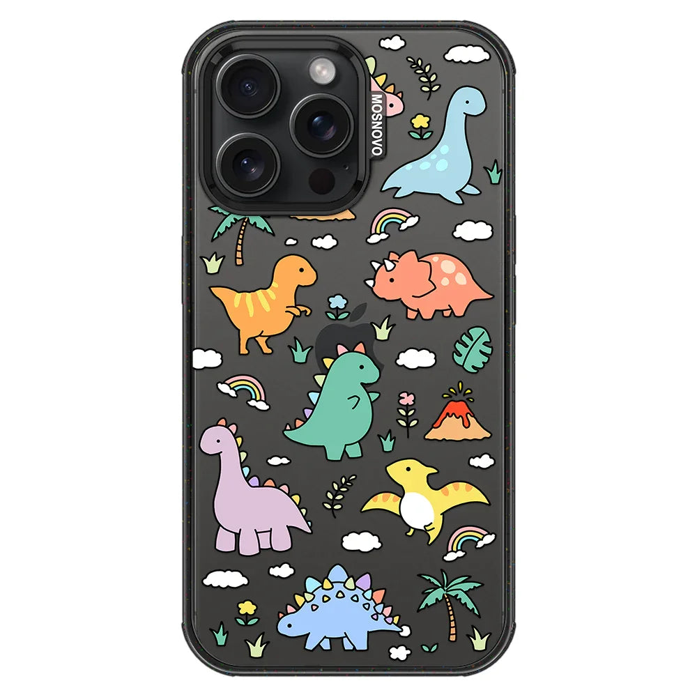 Dinosaur Land Phone Case - iPhone 15 Pro Max Case Clear Black ShockStone