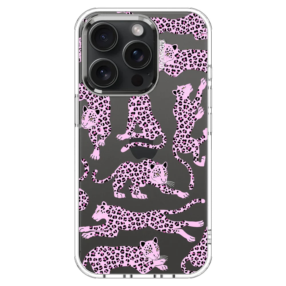 Pink Leopard Phone Case - iPhone 15 Pro Case Clear