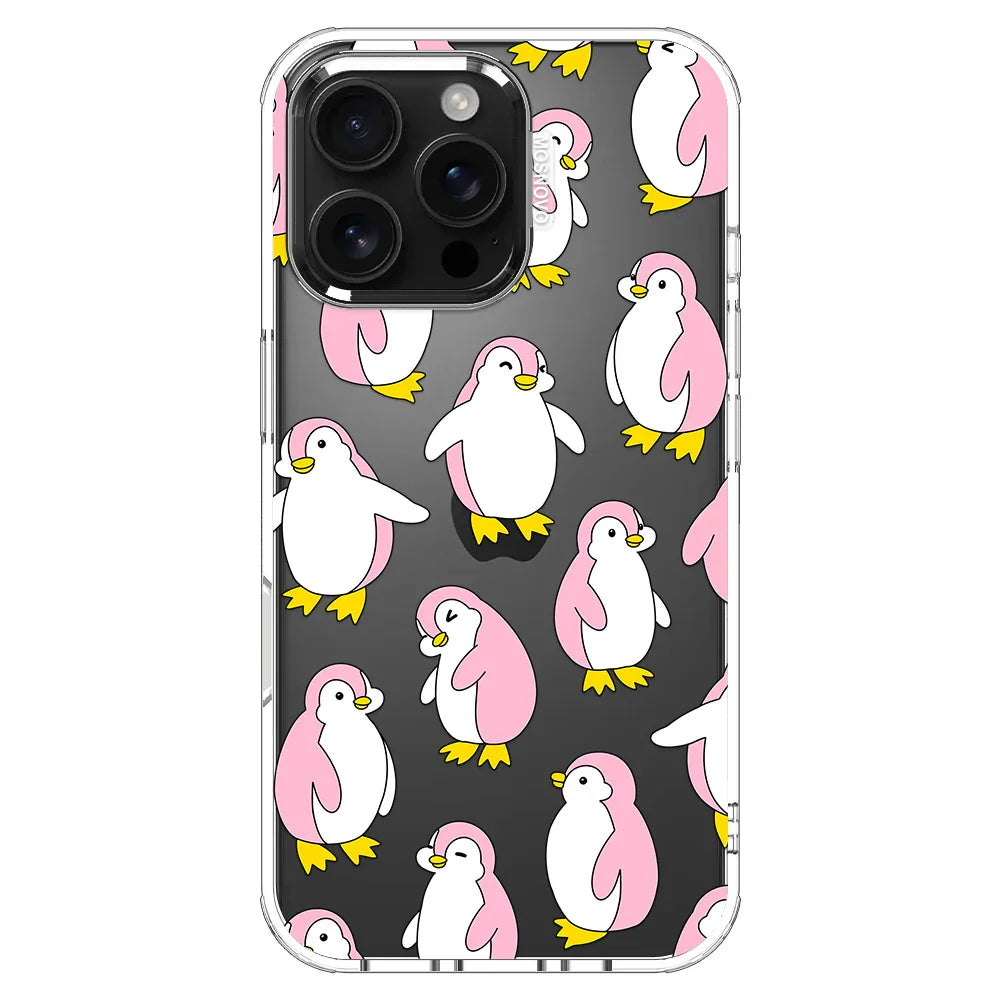 Pink Penguins Phone Case - iPhone 16 Pro Max Case Clear