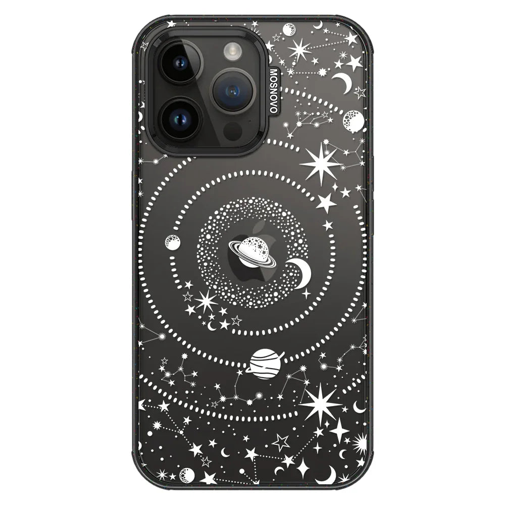White Galaxy Phone Case - iPhone 14 Pro Max Case Clear Black ShockStone