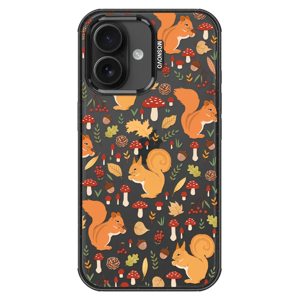 Autumn Squirrel Phone Case - iPhone 16 Plus Case Clear Black ShockStone