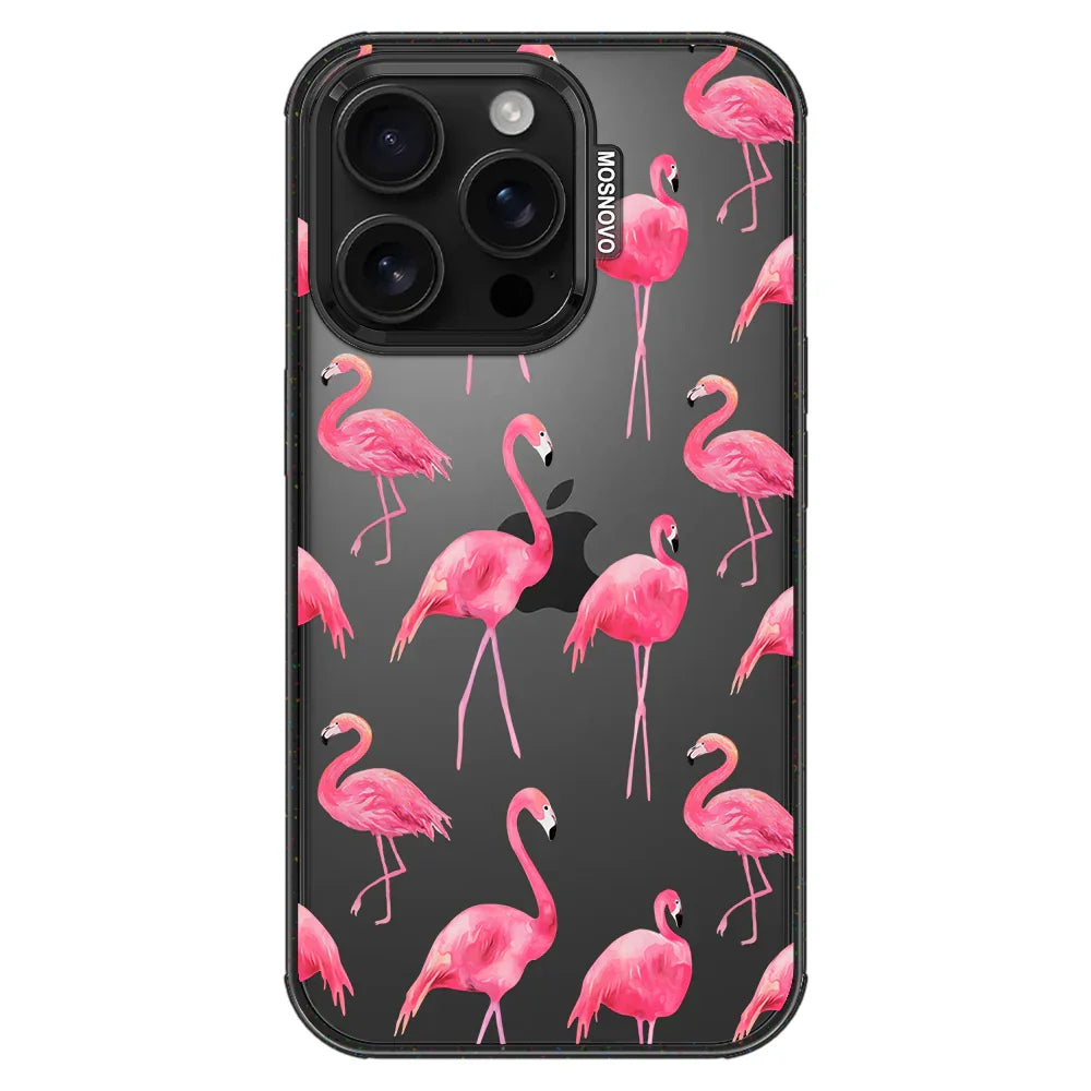Flamingo Phone Case - iPhone 16 Pro Case Clear Black ShockStone
