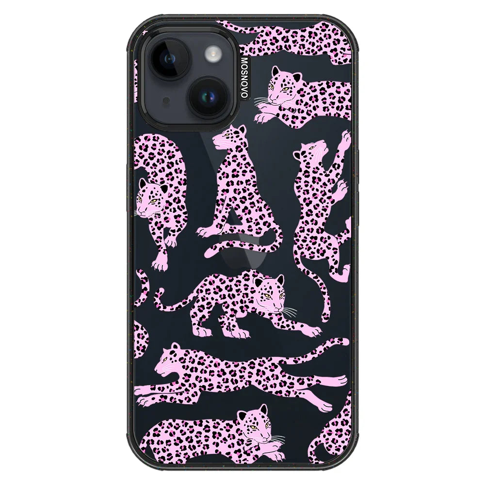 Pink Leopard Phone Case - iPhone 14 Case Clear Black ShockStone
