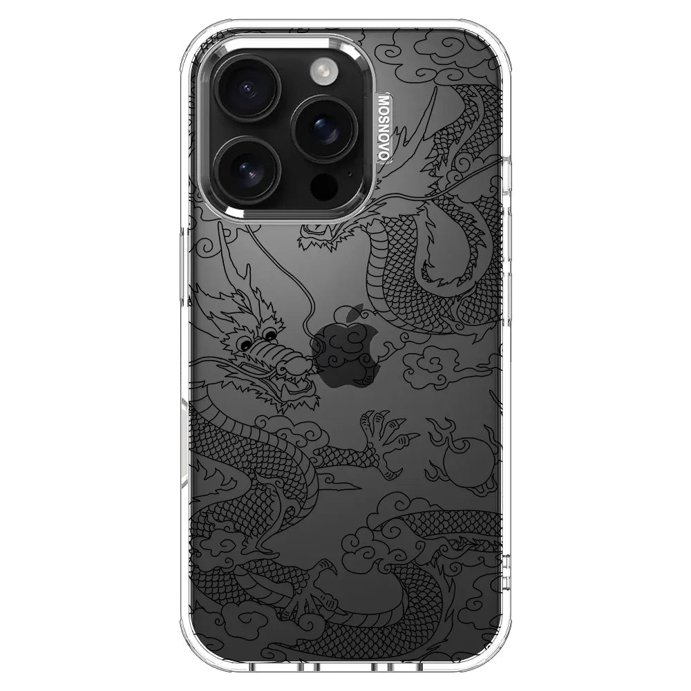 Black Dragon Phone Case - iPhone 16 Pro Case Clear