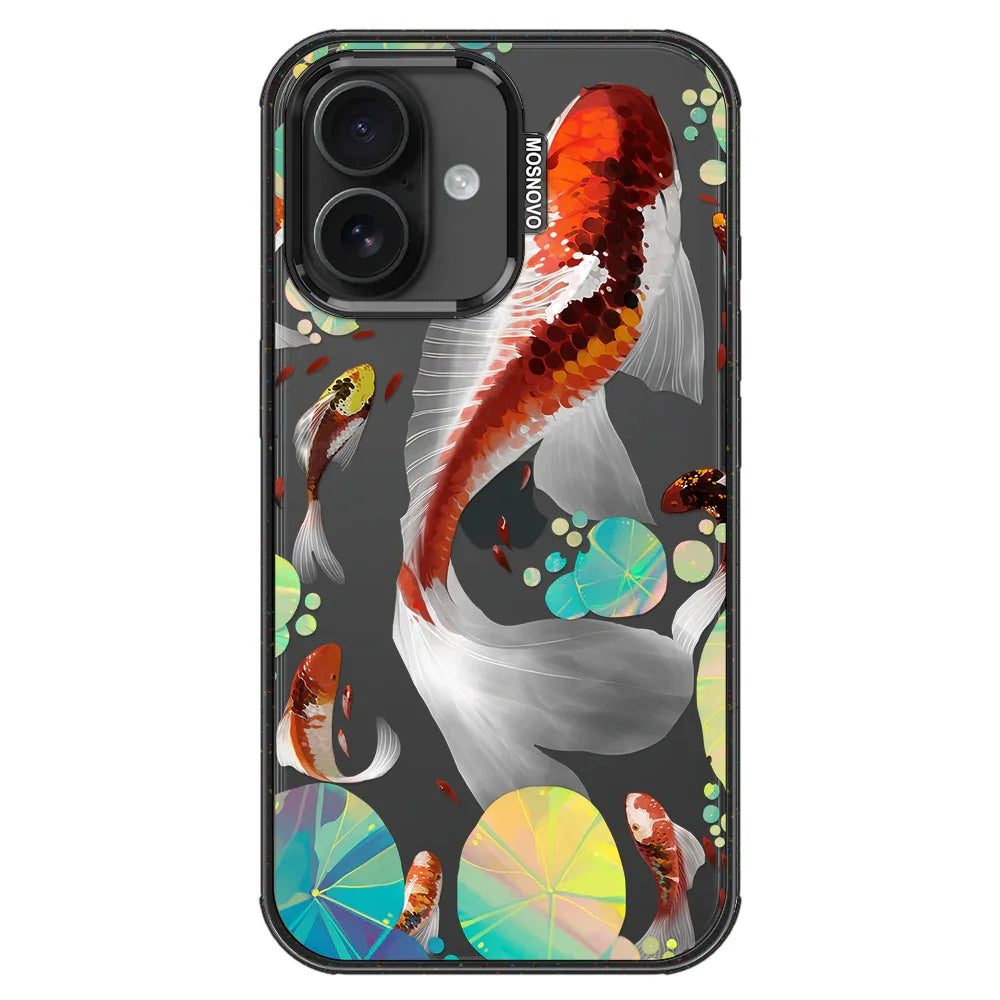 Koi Art Phone Case - iPhone 16 Case Clear Black ShockStone