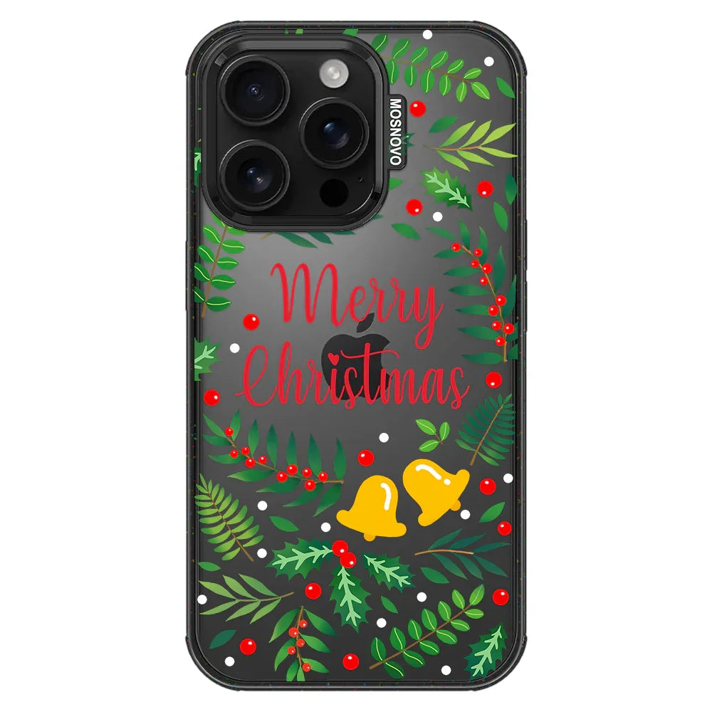 Merry Christmas Phone Case - iPhone 16 Pro Case Clear Black ShockStone