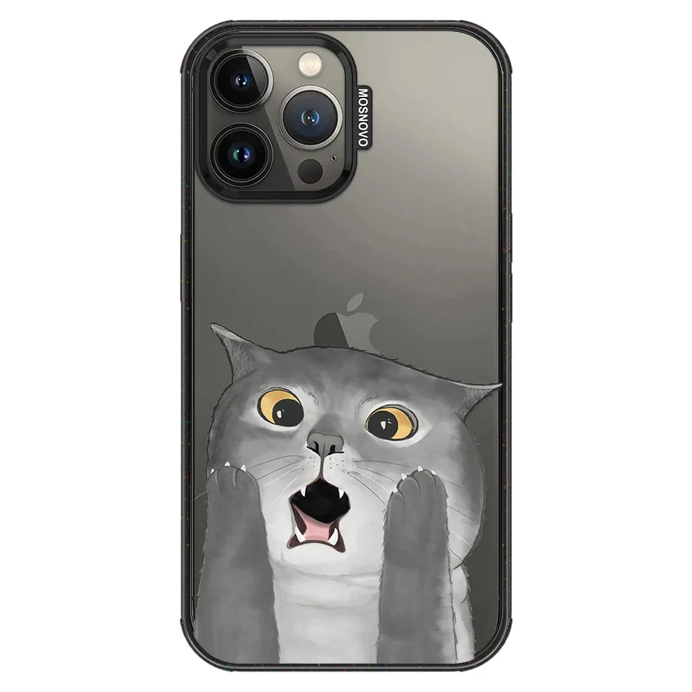 OMG Cat Phone Case - iPhone 13 Pro Max Case Clear Black ShockStone