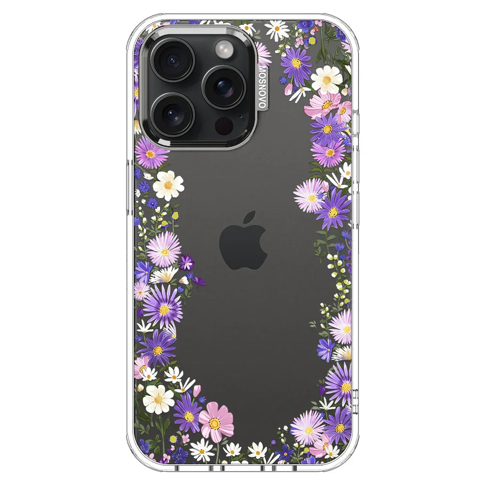 Purple Daisy Garden Phone Case - iPhone 15 Pro Max Case Clear