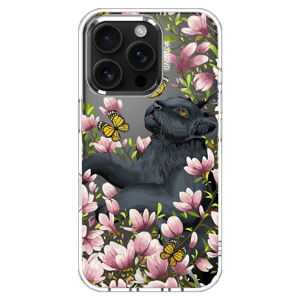 Black Leopard Garden Phone Case - iPhone 16 Pro Case Clear