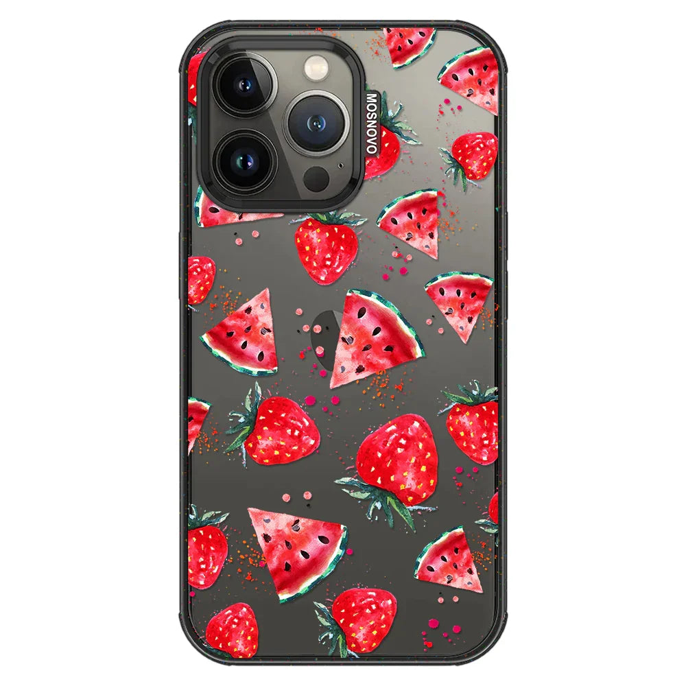 Watermelon Strawberry Phone Case - iPhone 13 Pro Case Clear Black ShockStone