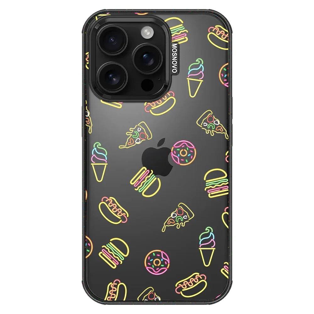 Neon Junk Food Phone Case - iPhone 16 Pro Case Clear Black ShockStone