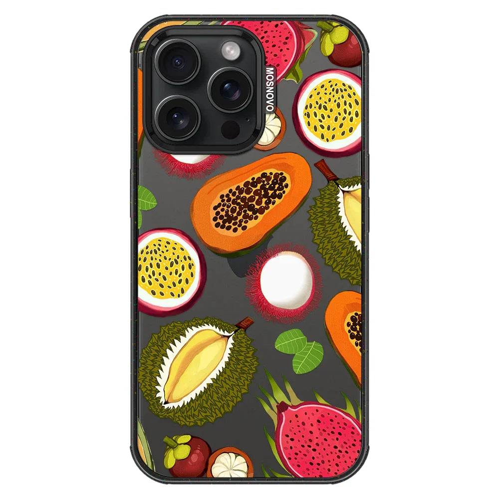 Tropical Fruits Phone Case - iPhone 15 Pro Max Case Clear Black ShockStone