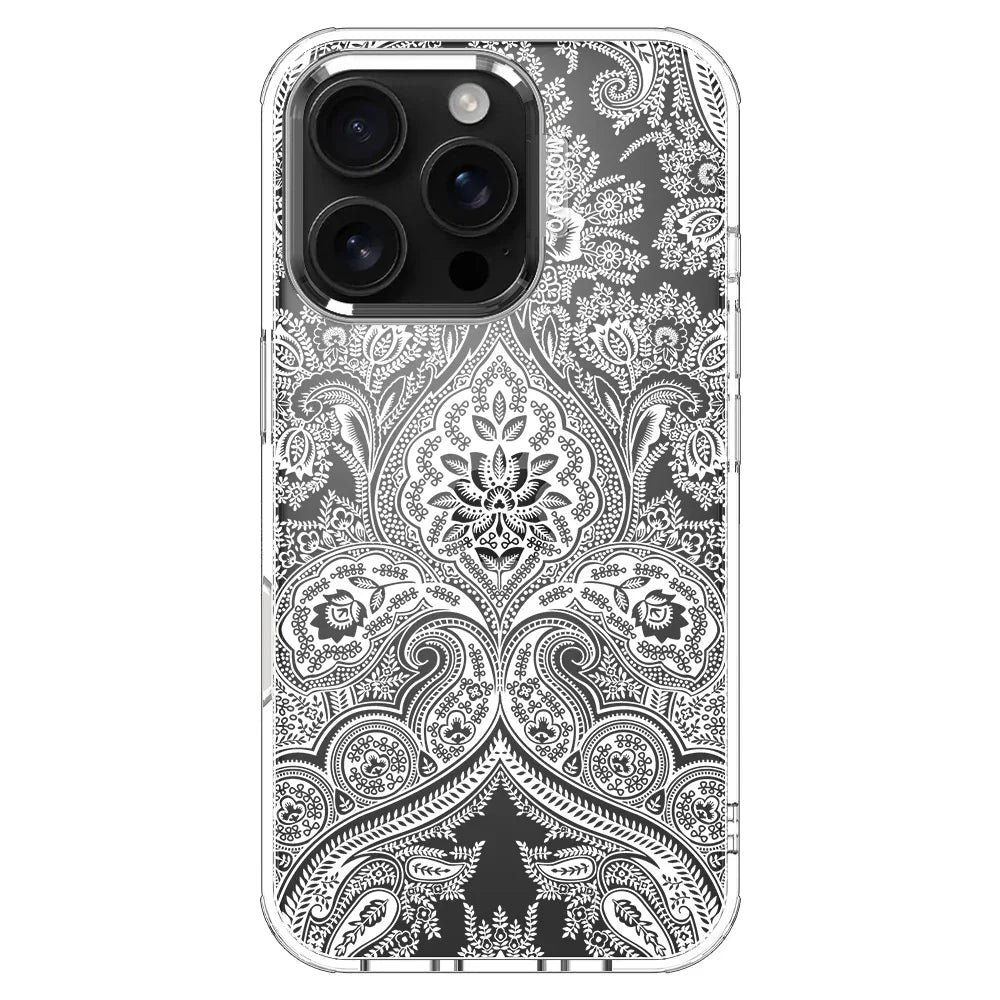 White Damask Phone Case - iPhone 16 Pro Case Clear