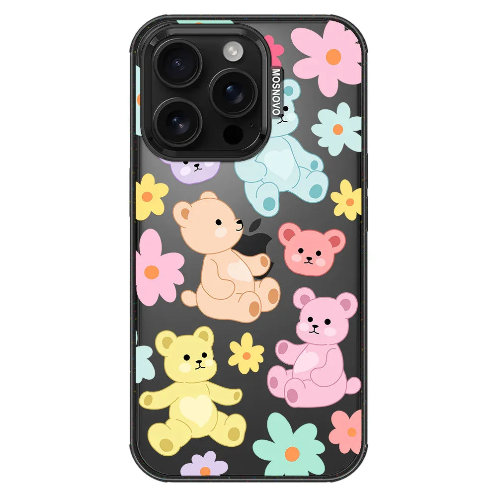 Cute Teddy Bear Phone Case - iPhone 16 Pro Case Clear Black ShockStone