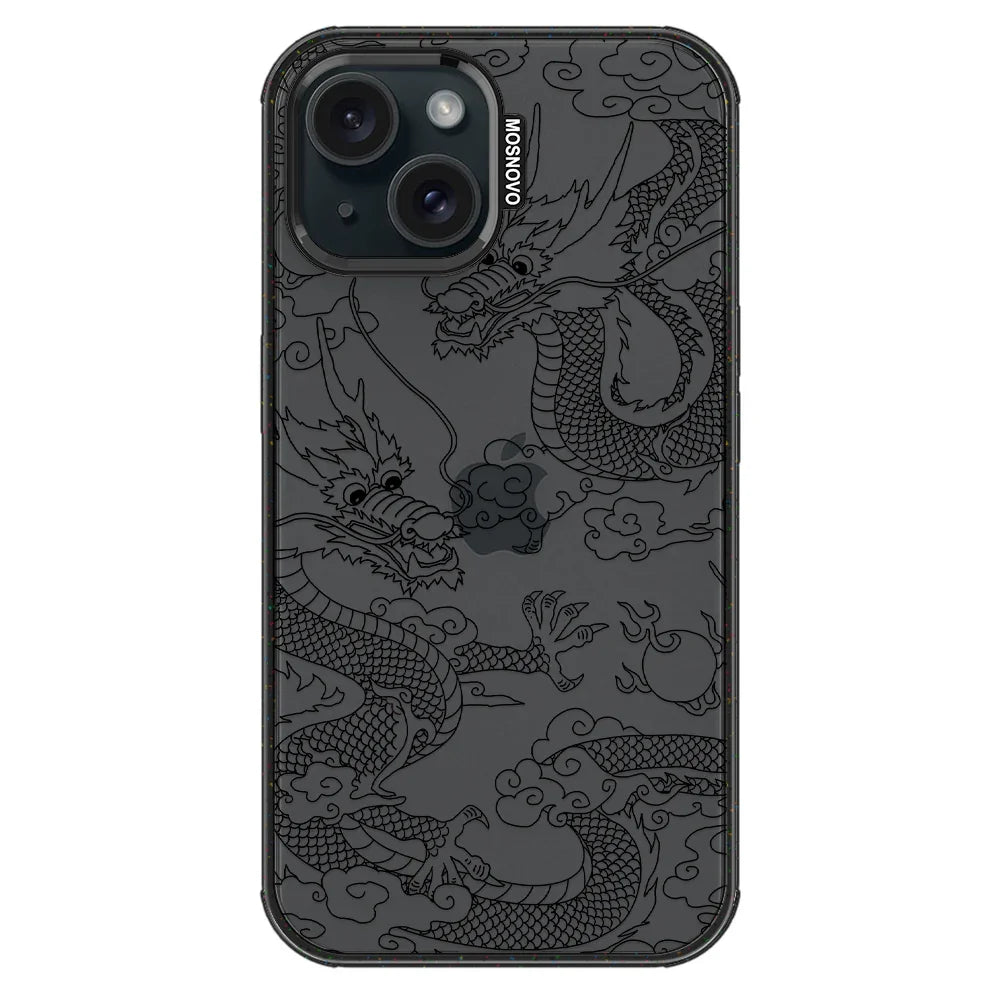 Black Dragon Phone Case - iPhone 15 Case Clear Black ShockStone