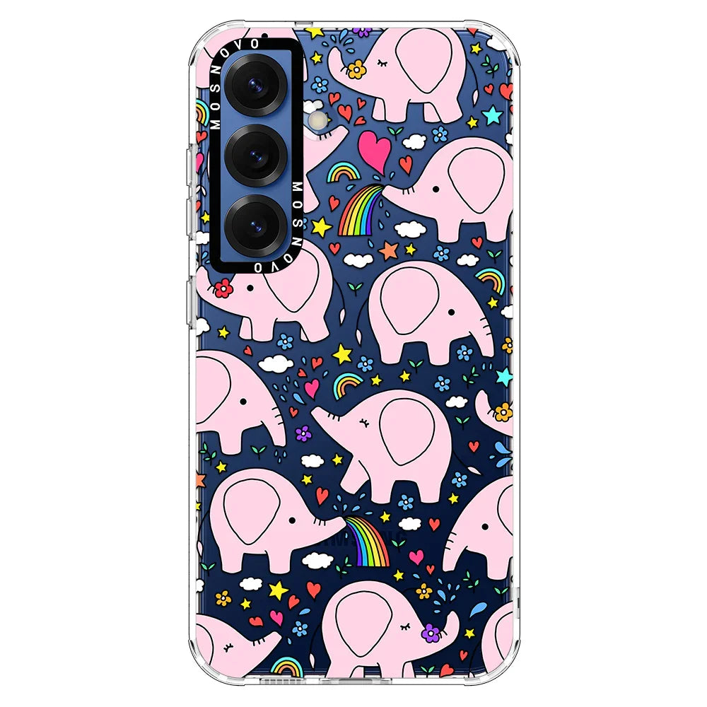 Cute Pink Elephant Phone Case - Samsung Galaxy S25 Case
