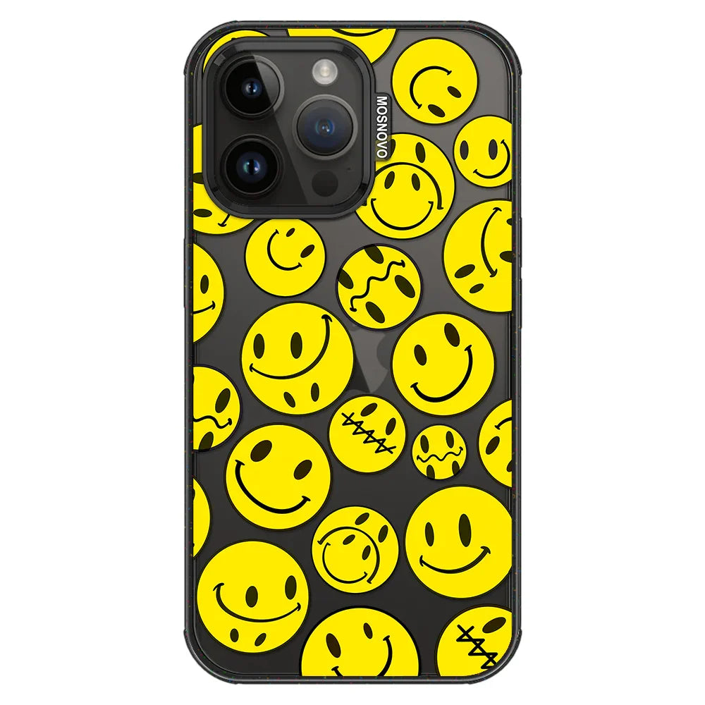 Smiley Face Phone Case - iPhone 14 Pro Max Case Clear Black ShockStone