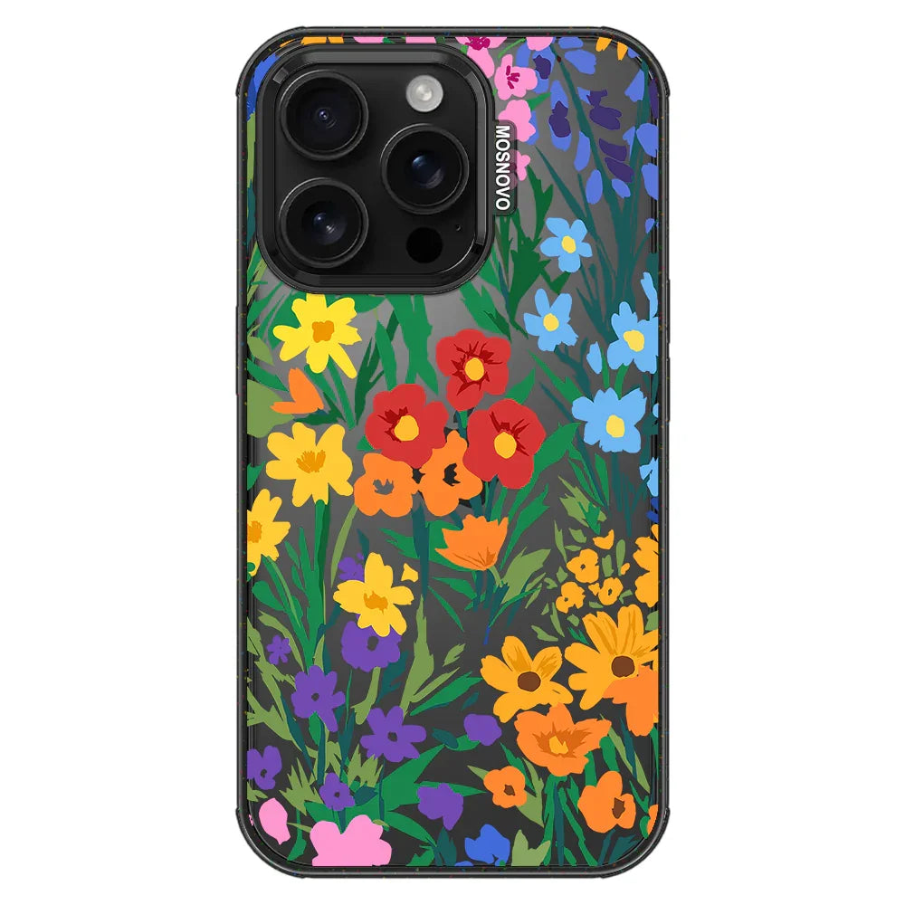 Spring Botanical Flower Floral Phone Case - iPhone 16 Pro Case Clear Black ShockStone