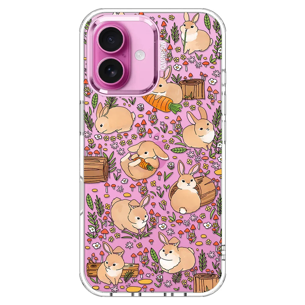 Cute Bunny Garden Phone Case - iPhone 16 Case Clear